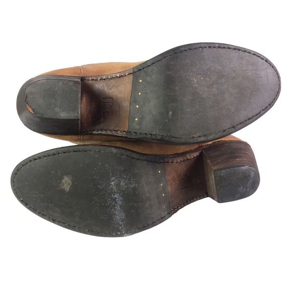 Frye Jackie Button Tall Riding Boots Knee High Cognac Brown Leather Heeled Sz 10 - Picture 12 of 12